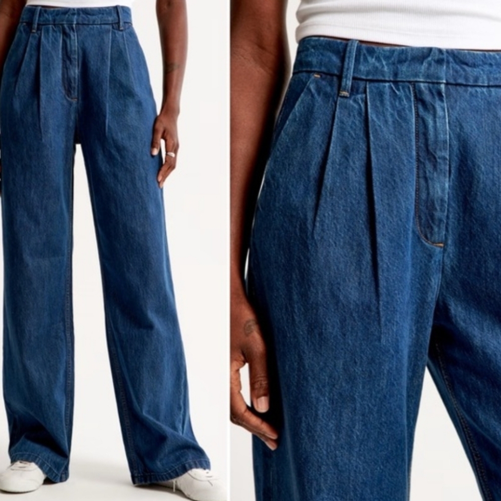 Abercrombie & Fitch Sloane Highrise Tailored Pleated Jeans - Picture 2 of 9